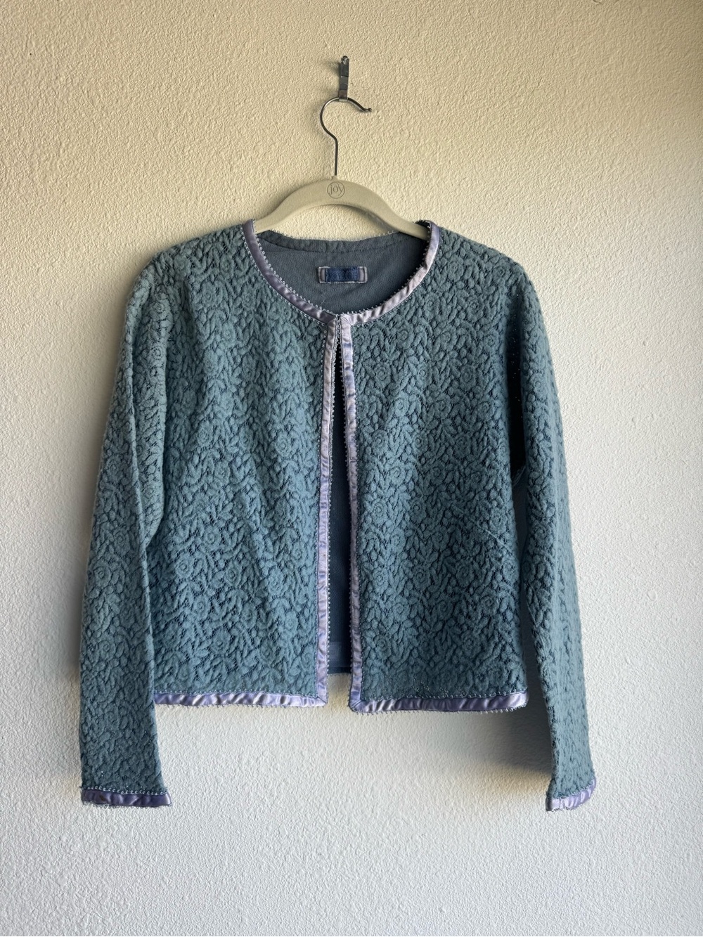 vintage 90s Voyage “Invest in the Original" lace cardigan jacket